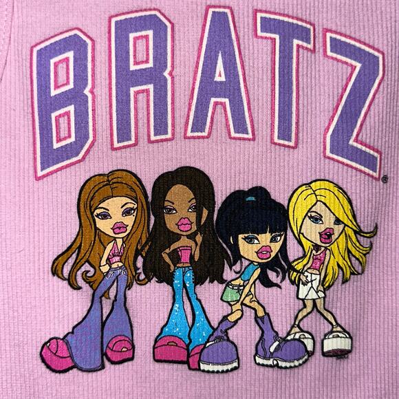 Bratz Y2K High Neck Pink Ribbed Graphic Tank Top Size XS - Picture 4 of 9